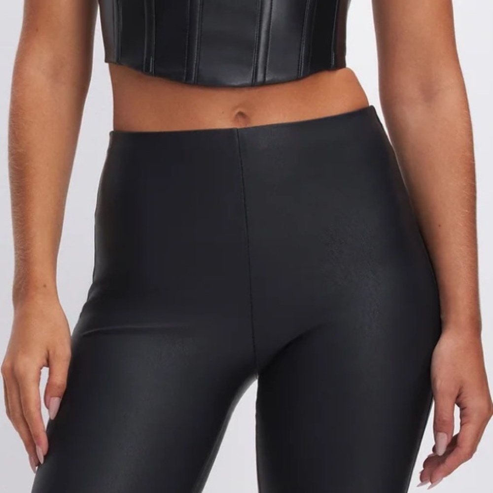 NWOT Good American GOOD WAIST FAUX LEATHER LEGGINGS Pants size small extra small - Picture 14 of 14